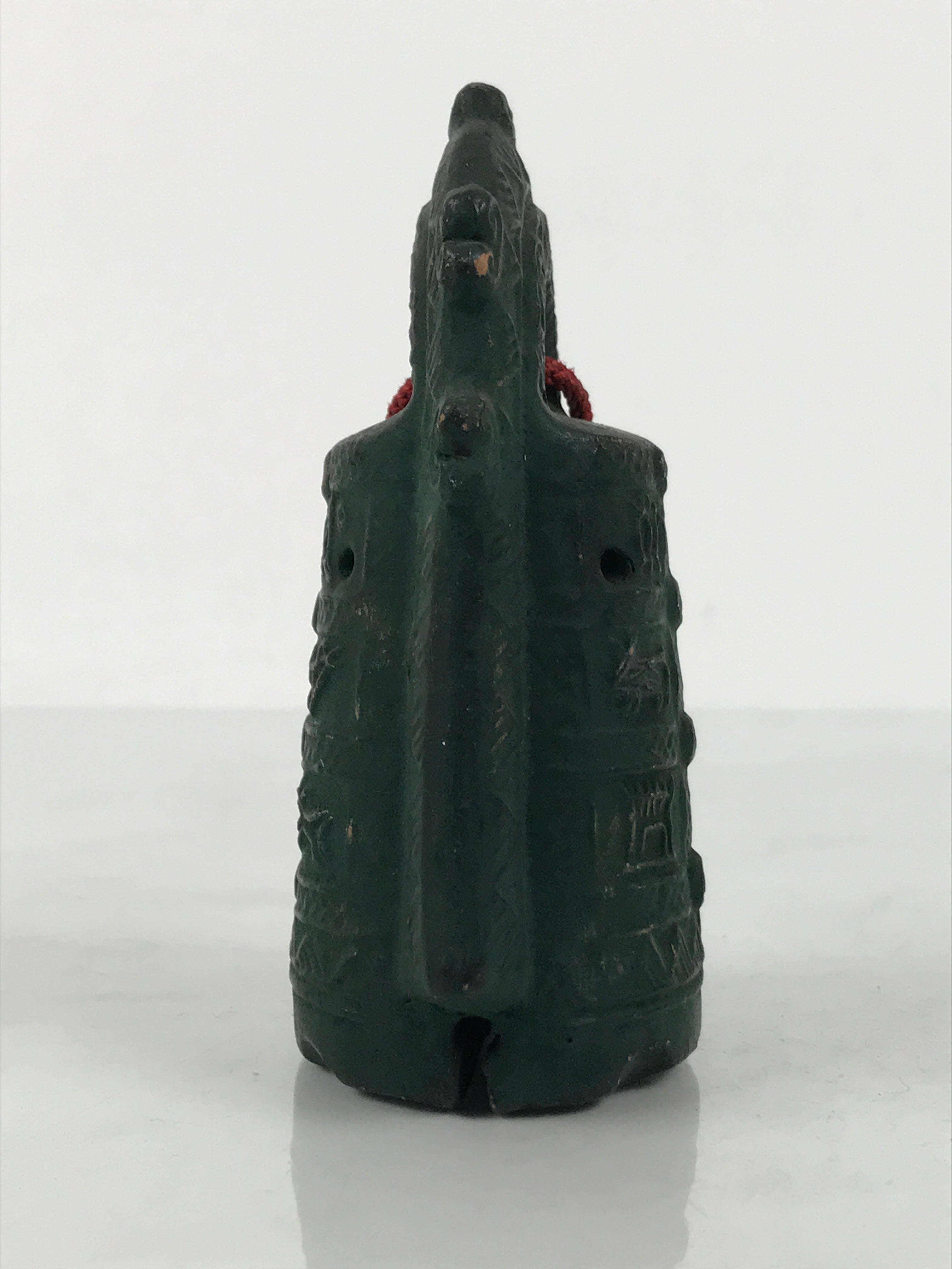 Japanese Clay Bell Dorei Ritual Doutaku Vtg Tsuchi-Suzu Yayoi Period Green DR671