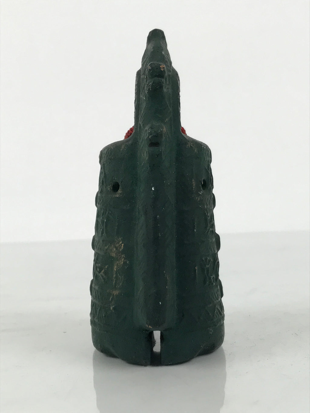 Japanese Clay Bell Dorei Ritual Doutaku Vtg Tsuchi-Suzu Yayoi Period Green DR671