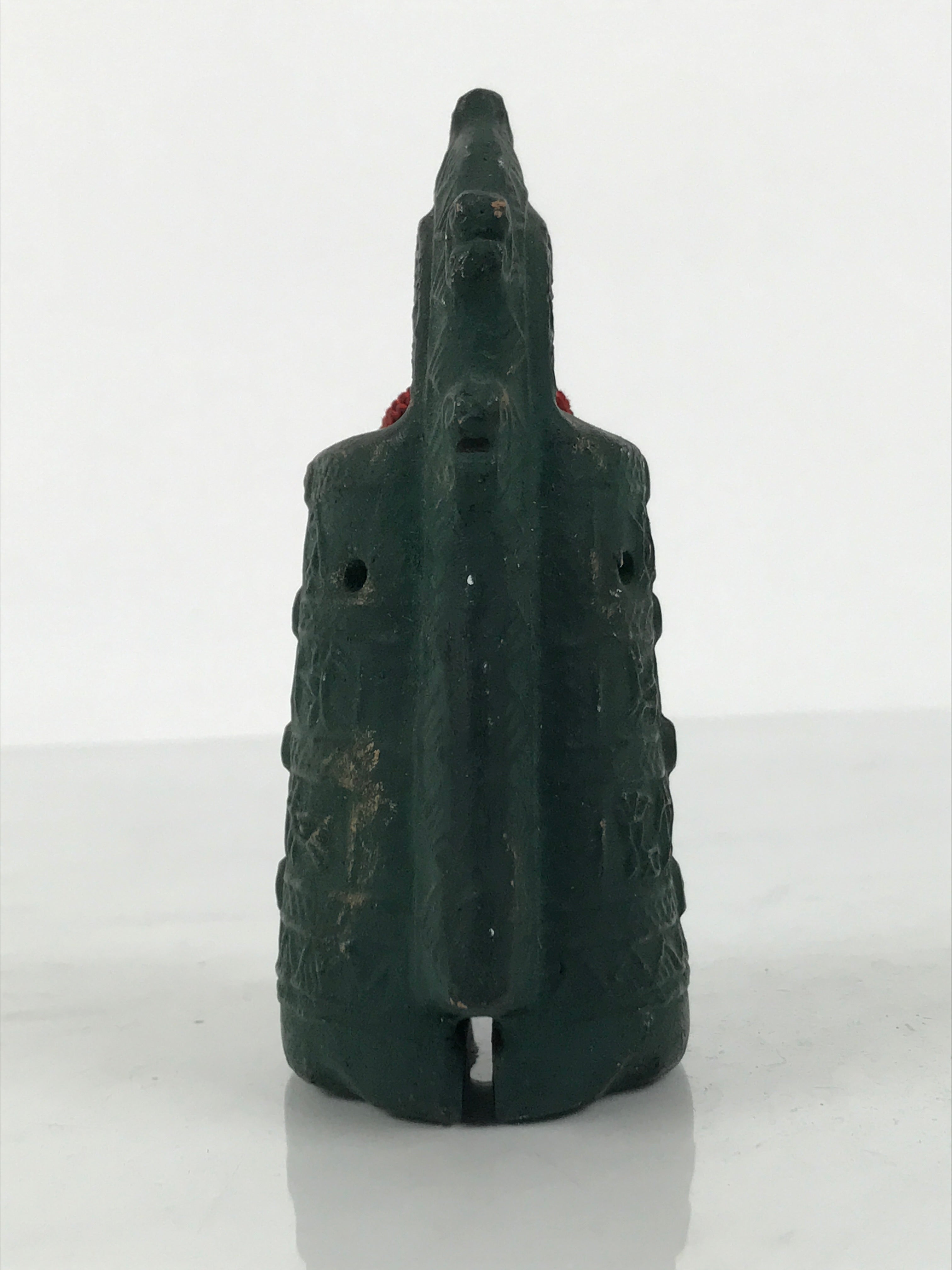 Japanese Clay Bell Dorei Ritual Doutaku Vtg Tsuchi-Suzu Yayoi Period Green DR671