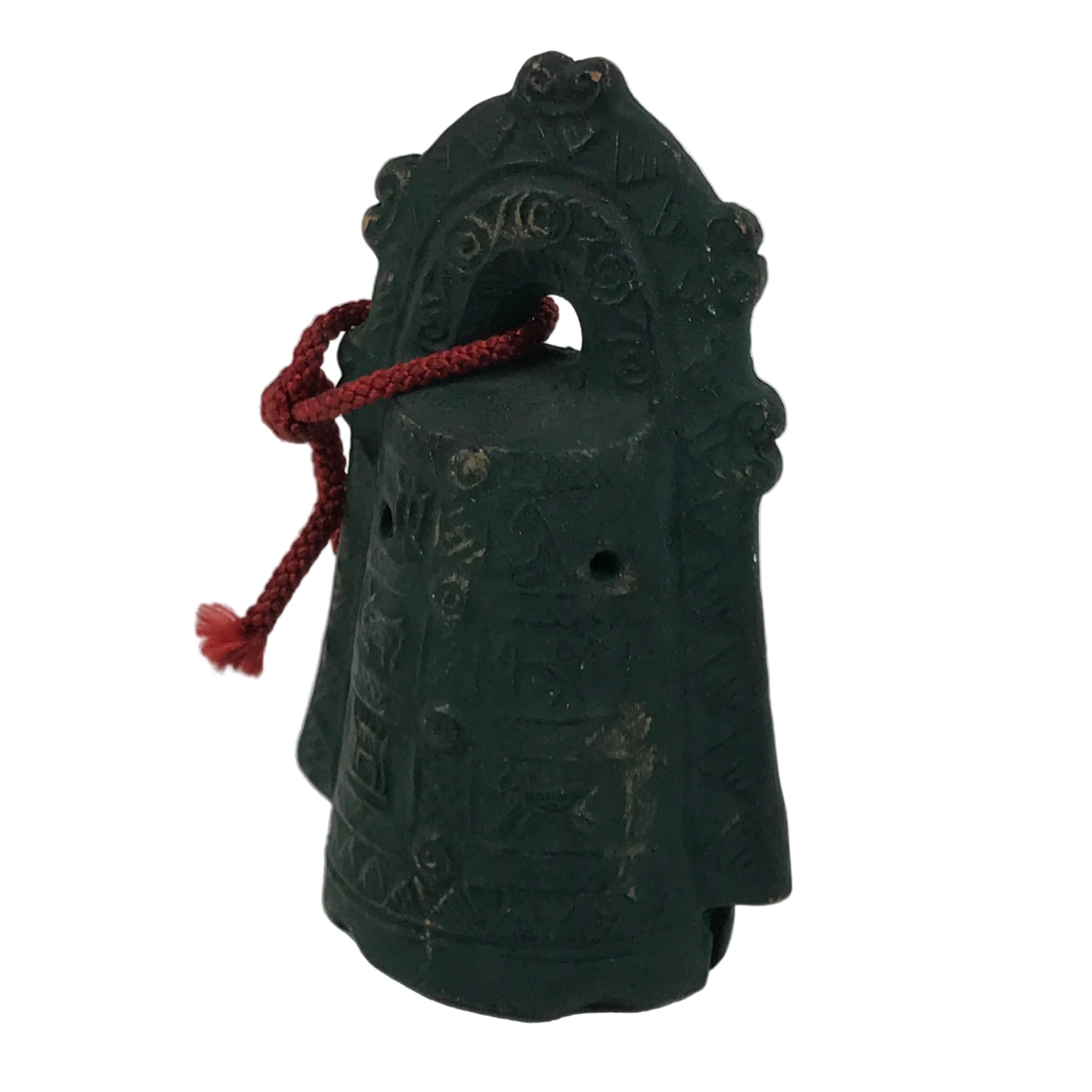 Japanese Clay Bell Dorei Ritual Doutaku Vtg Tsuchi-Suzu Yayoi Period Green DR671