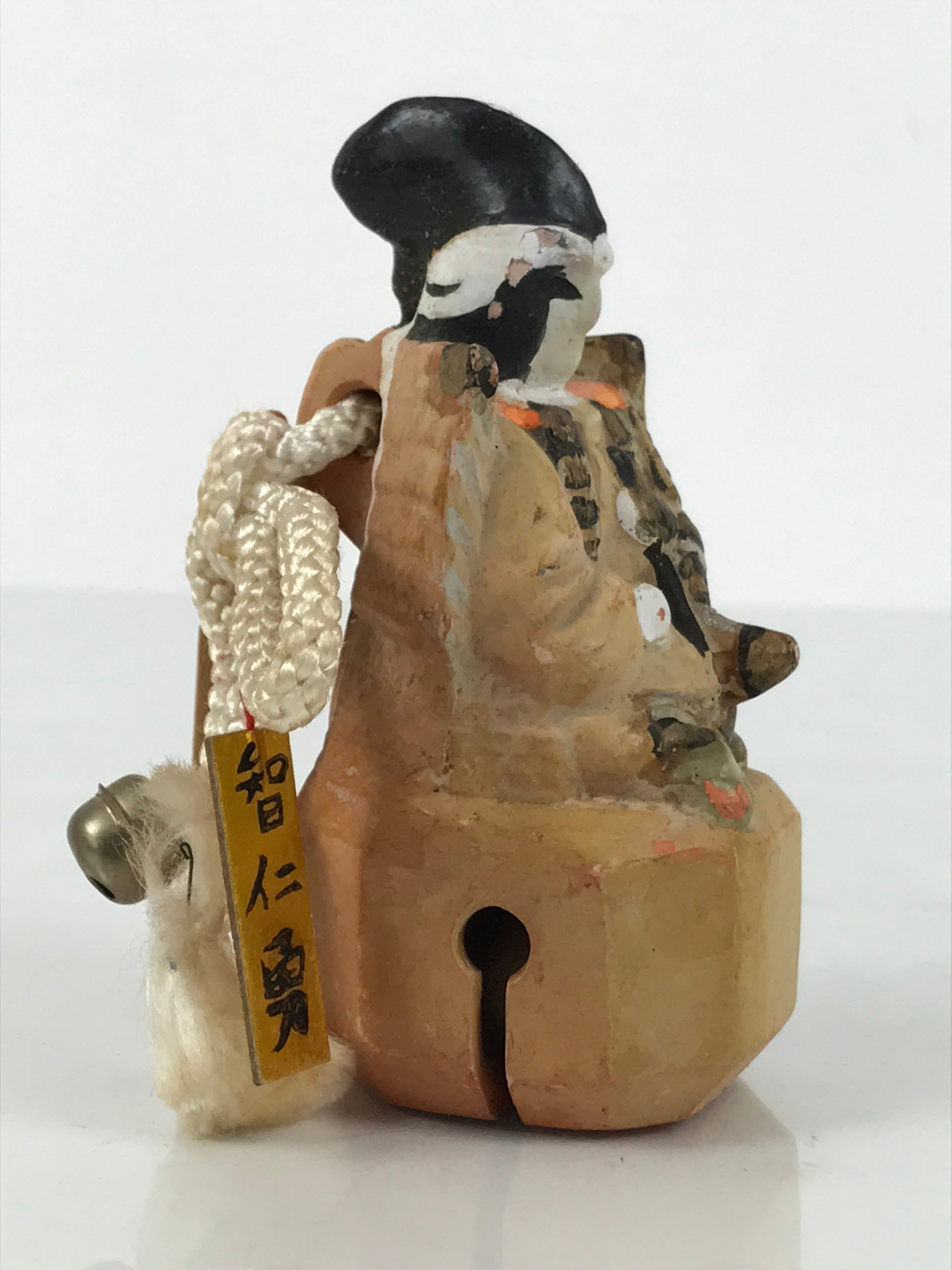 Japanese Clay Bell Dorei Samurai Vtg Tsuchi-Suzu Armor Warrior Beige Atami DR652