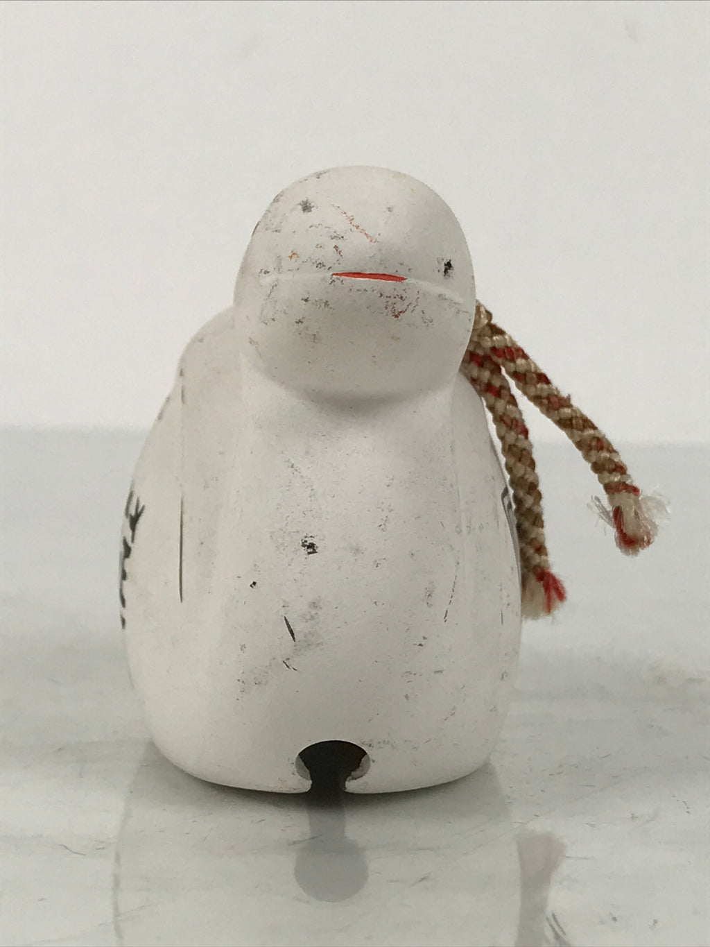 Japanese Clay Bell Dorei Snake Vtg Tsuchi-Suzu Zodiac Animal Hebi White DR610