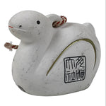 Japanese Clay Bell Dorei Snake Vtg Tsuchi-Suzu Zodiac Animal Hebi White DR610