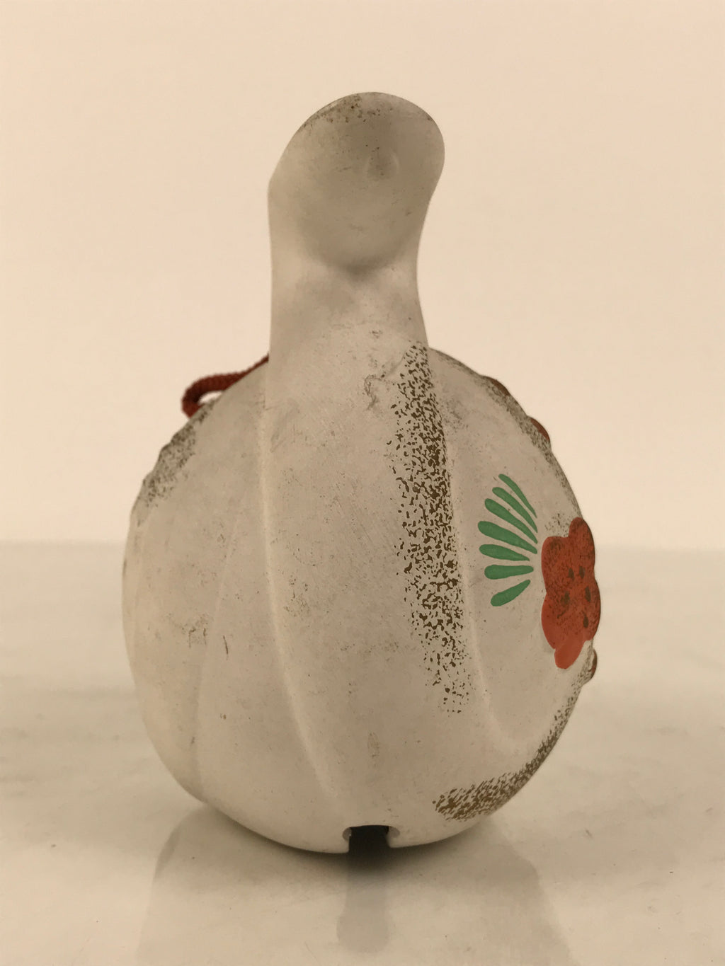 Japanese Clay Bell Dorei Snake Vtg Tsuchi-Suzu Zodiac Animal Hebi White DR685