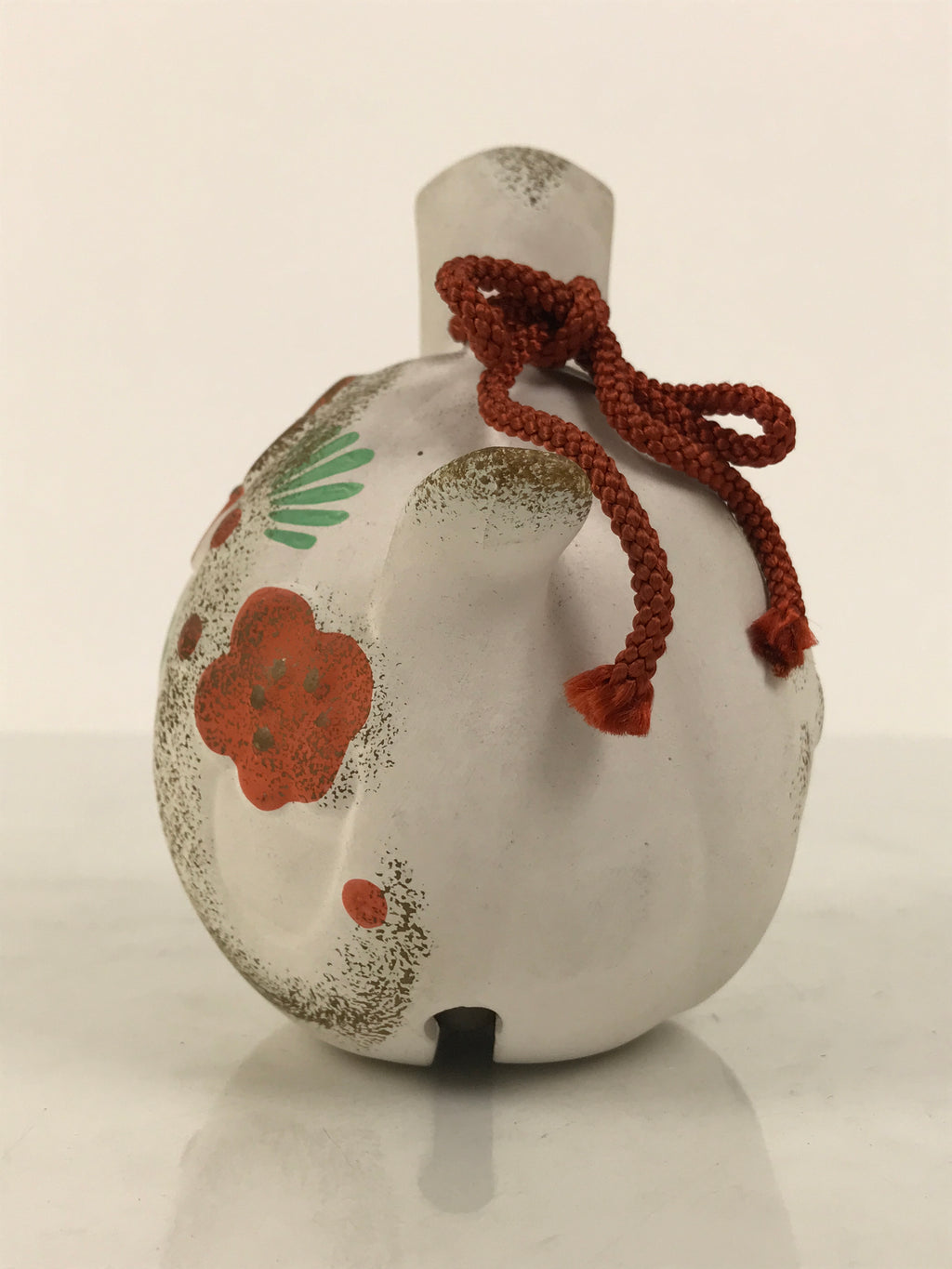 Japanese Clay Bell Dorei Snake Vtg Tsuchi-Suzu Zodiac Animal Hebi White DR685
