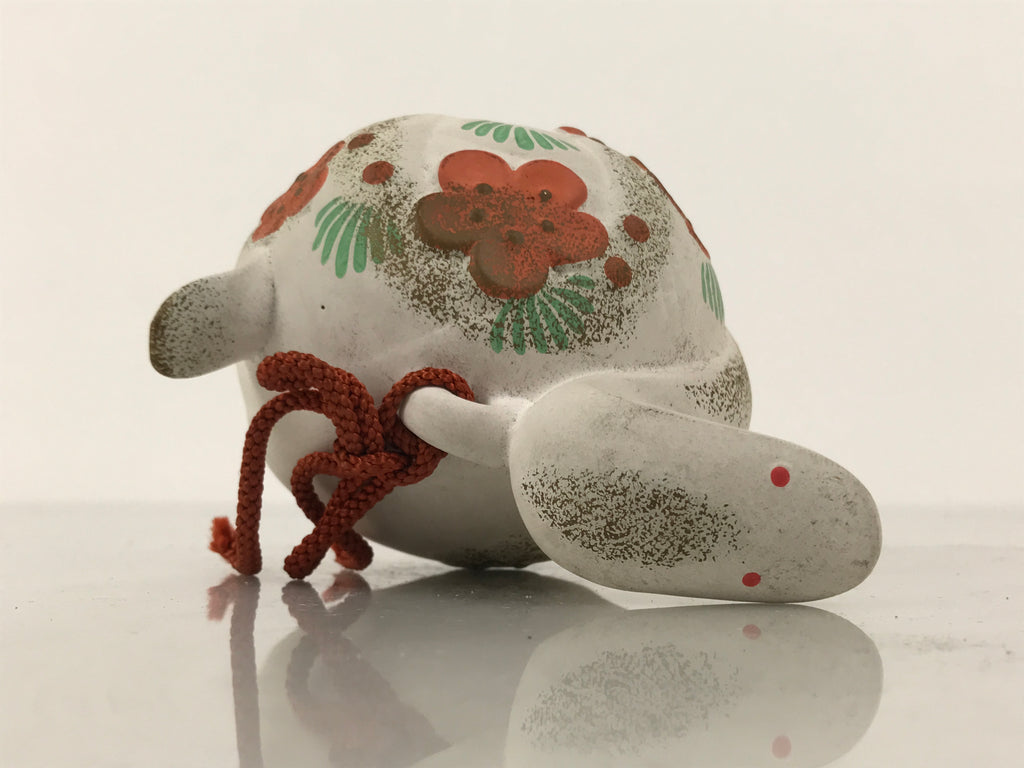 Japanese Clay Bell Dorei Snake Vtg Tsuchi-Suzu Zodiac Animal Hebi White DR685