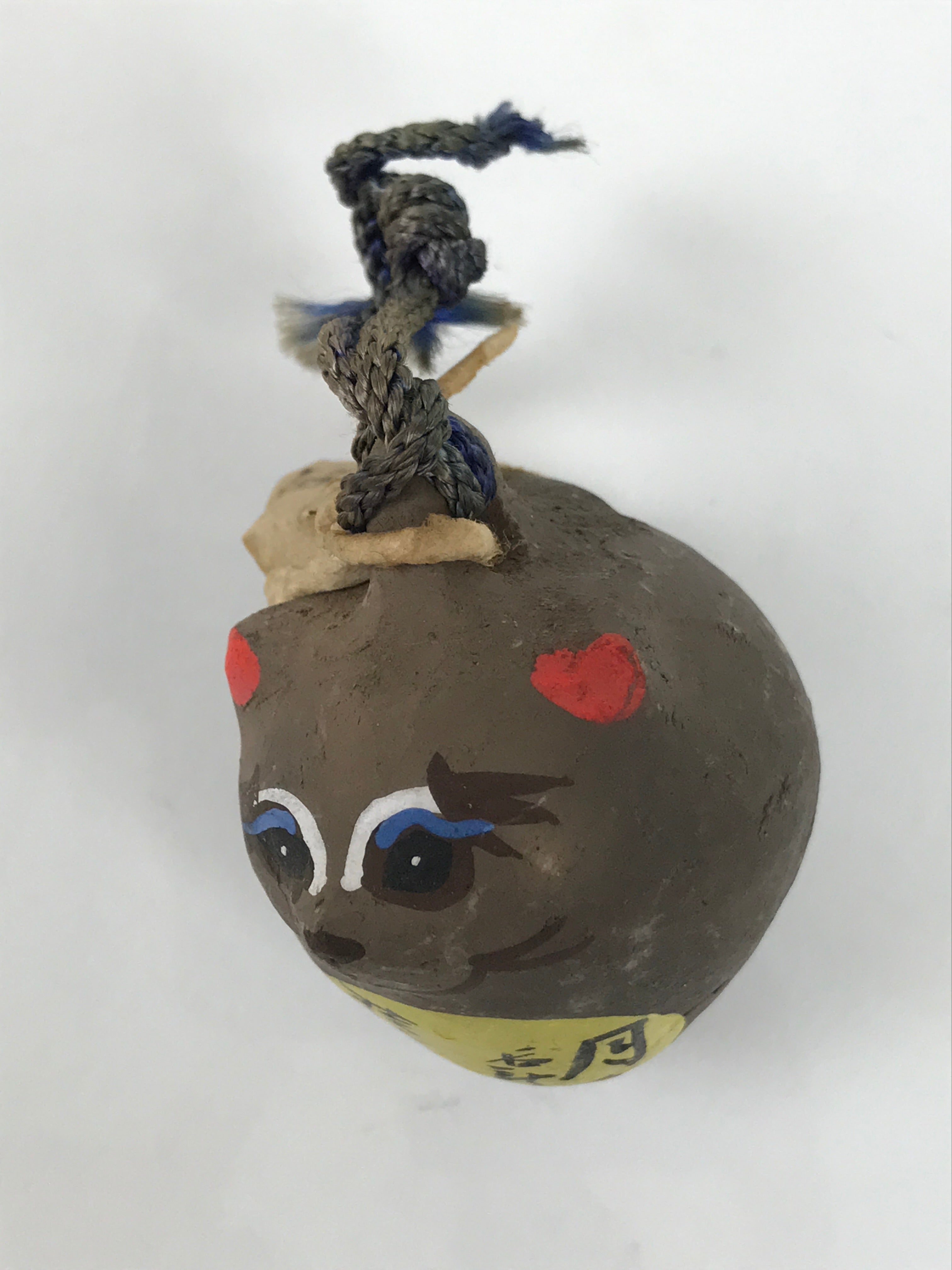 Japanese Clay Bell Dorei Tanuki Vtg Tsuchi-Suzu Raccoon Dog Katsurahama DR650