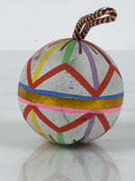 Japanese Clay Bell Dorei Temari Ball Vtg Tsuchi-Suzu Floral White Pink Red DR634