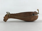 Japanese Clay Bell Dorei Tsuchi-Suzu Biwa Lute Vtg Kanji Brown Amulet DR481