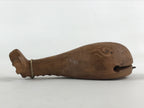 Japanese Clay Bell Dorei Tsuchi-Suzu Biwa Lute Vtg Kanji Brown Amulet DR481
