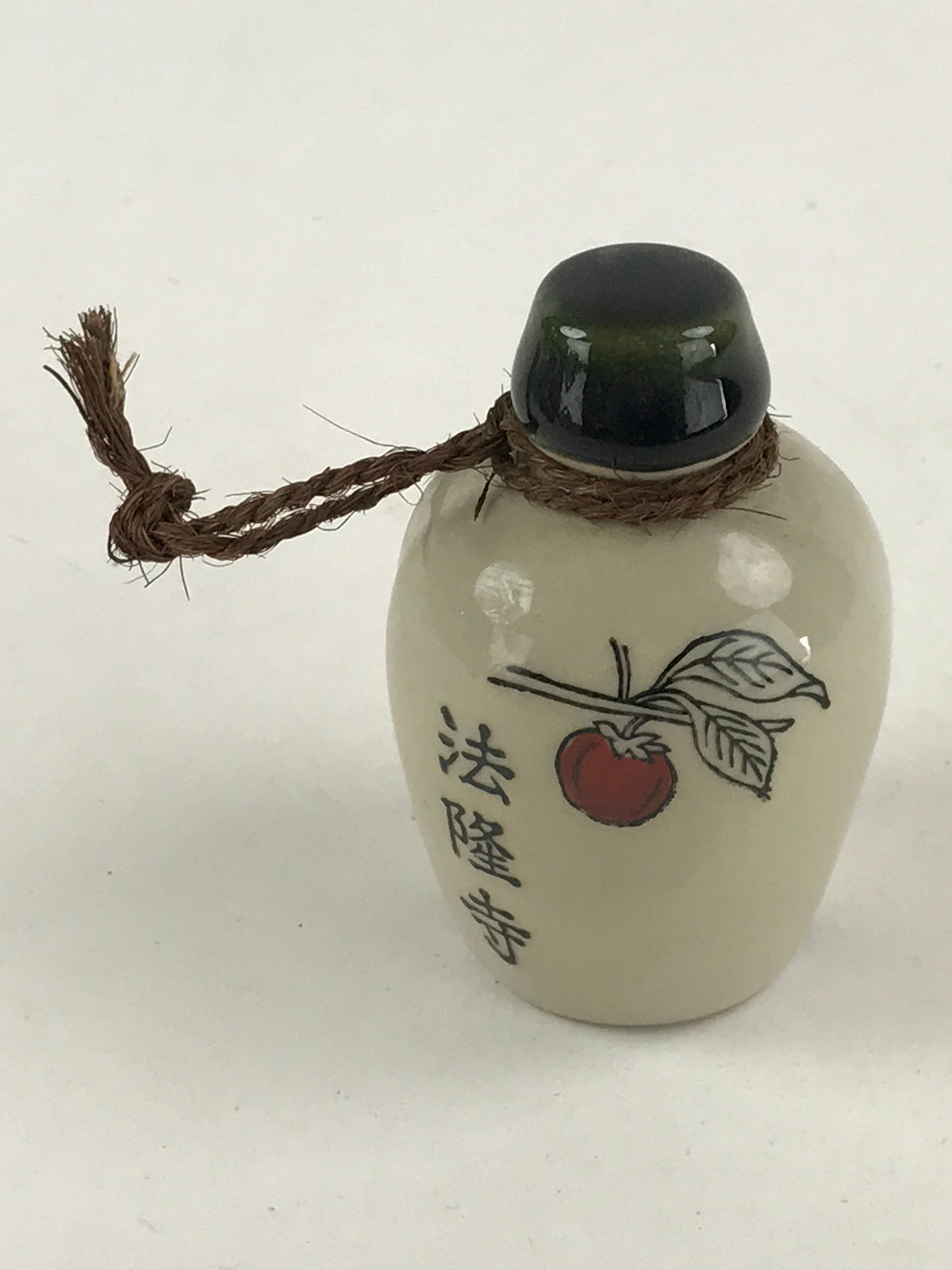 Japanese Clay Bell Dorei Tsuchi-Suzu Bottle Vtg Kanji White Amulet DR477