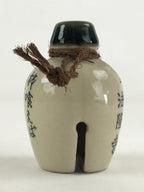 Japanese Clay Bell Dorei Tsuchi-Suzu Bottle Vtg Kanji White Amulet DR477