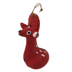 Japanese Clay Bell Dorei Tsuchi-Suzu Ceramic Deer Doll Animal Amulet Red D546