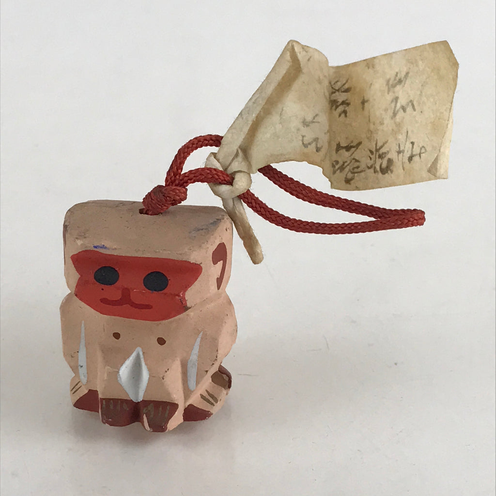 Japanese Clay Bell Dorei Tsuchi-Suzu Ceramic Monkey Doll Zodiac Amulet DR459