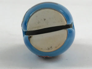 Japanese Clay Bell Dorei Tsuchi-Suzu Chochin Vtg Kanji Blue Amulet DR475