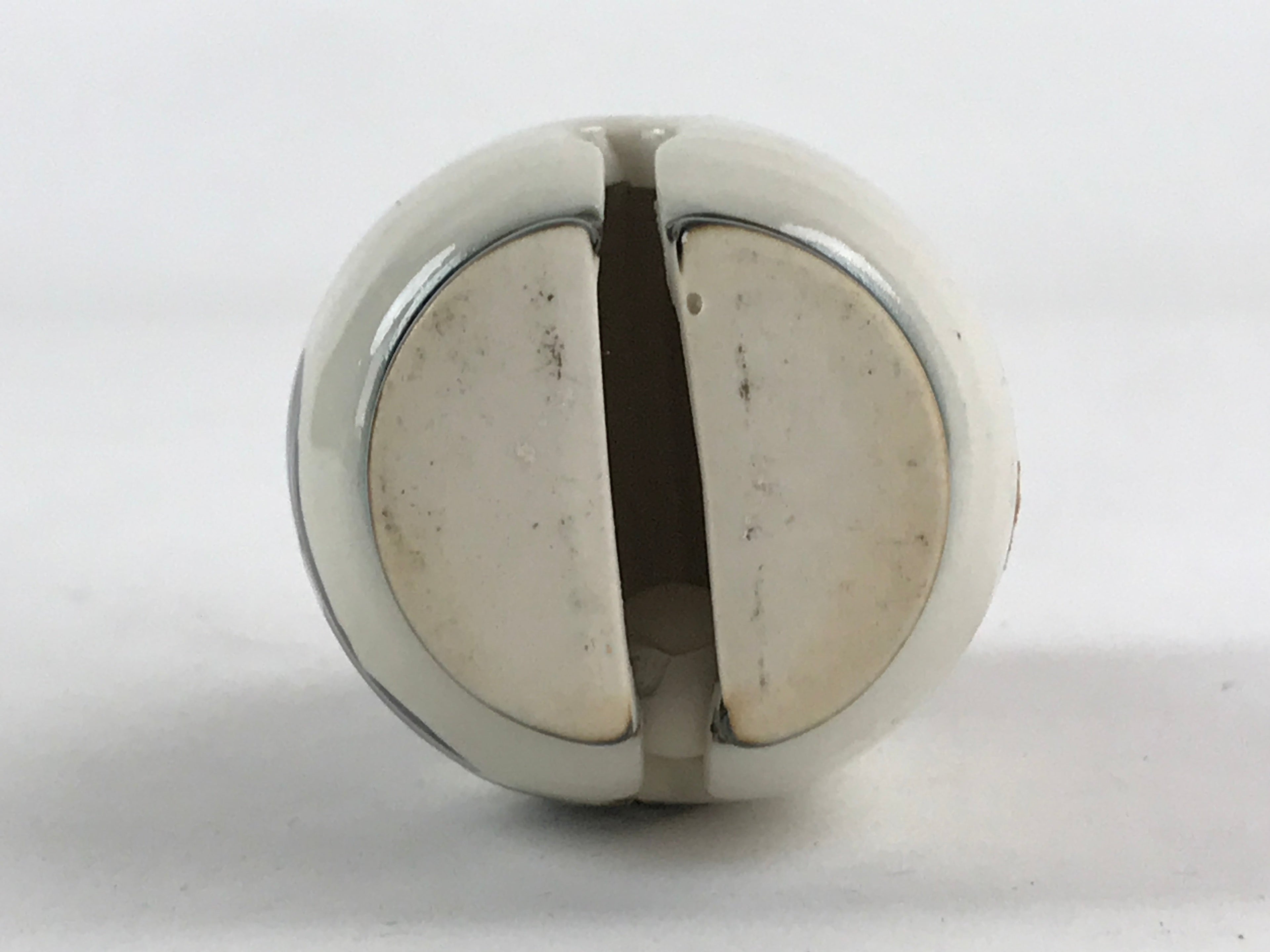 Japanese Clay Bell Dorei Tsuchi-Suzu Lantern Vtg Kanji White Amulet DR476