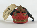Japanese Clay Bell Dorei Tsuchi-Suzu Shishimai Lion Vtg Red Amulet DR479