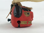 Japanese Clay Bell Dorei Tsuchi-Suzu Shishimai Lion Vtg Red Amulet DR479