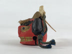 Japanese Clay Bell Dorei Tsuchi-Suzu Shishimai Lion Vtg Red Amulet DR479