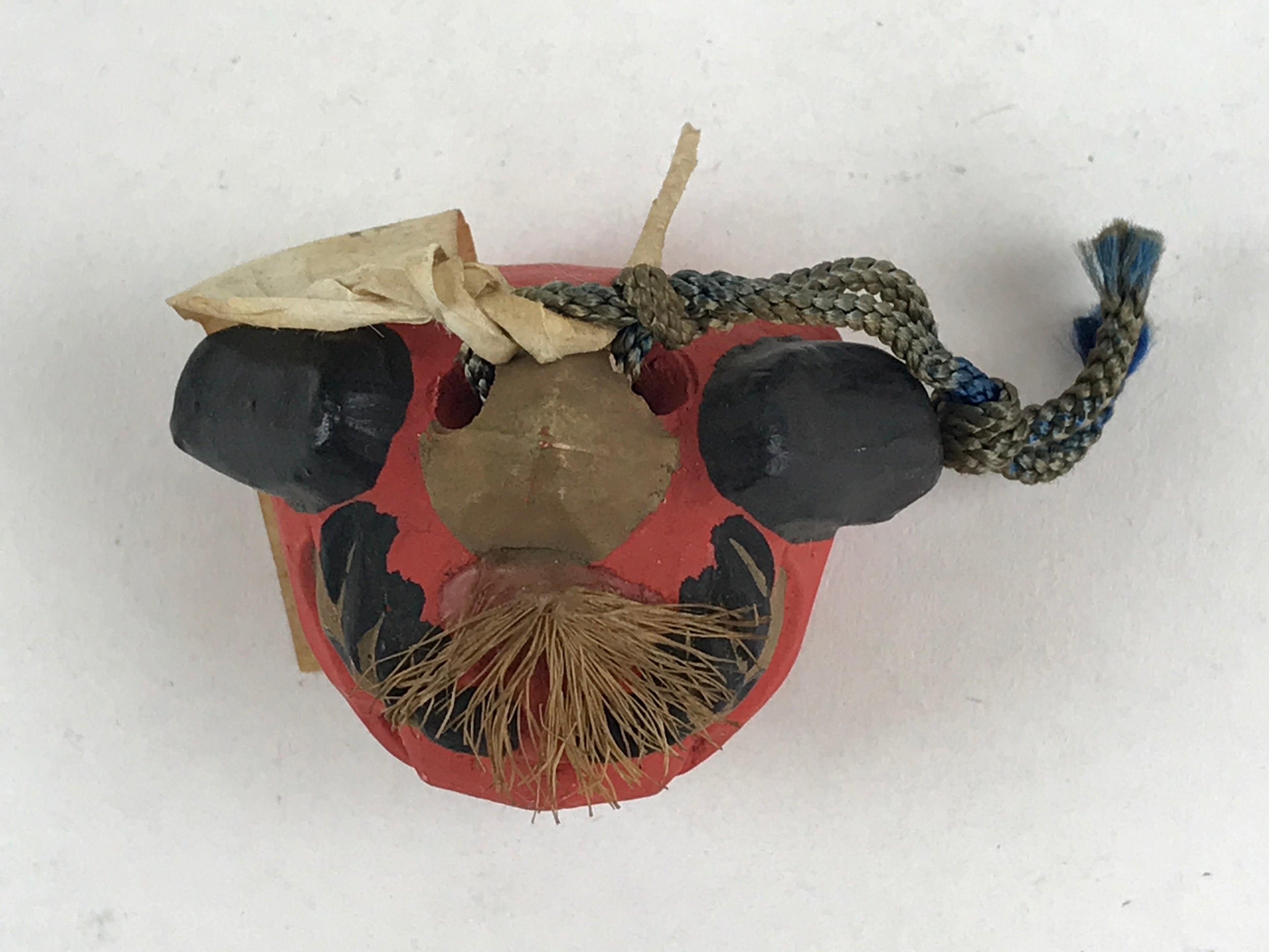 Japanese Clay Bell Dorei Tsuchi-Suzu Shishimai Lion Vtg Red Amulet DR479