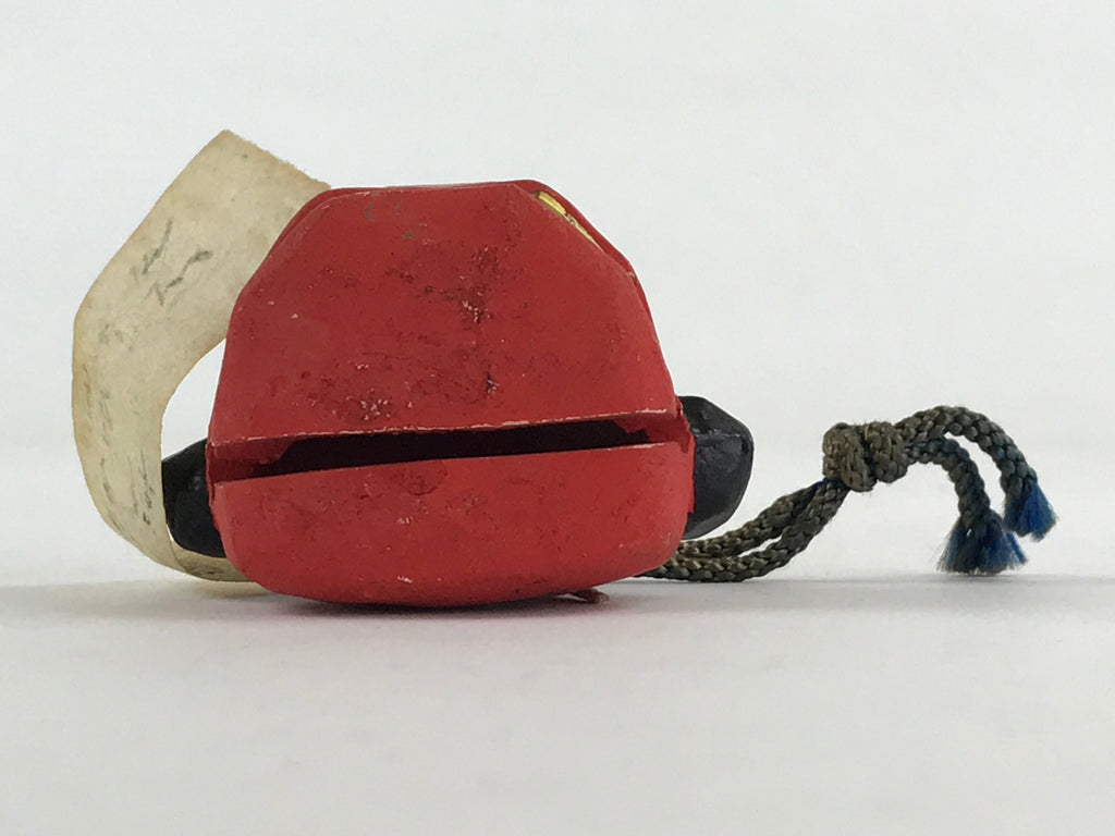 Japanese Clay Bell Dorei Tsuchi-Suzu Shishimai Lion Vtg Red Amulet DR479
