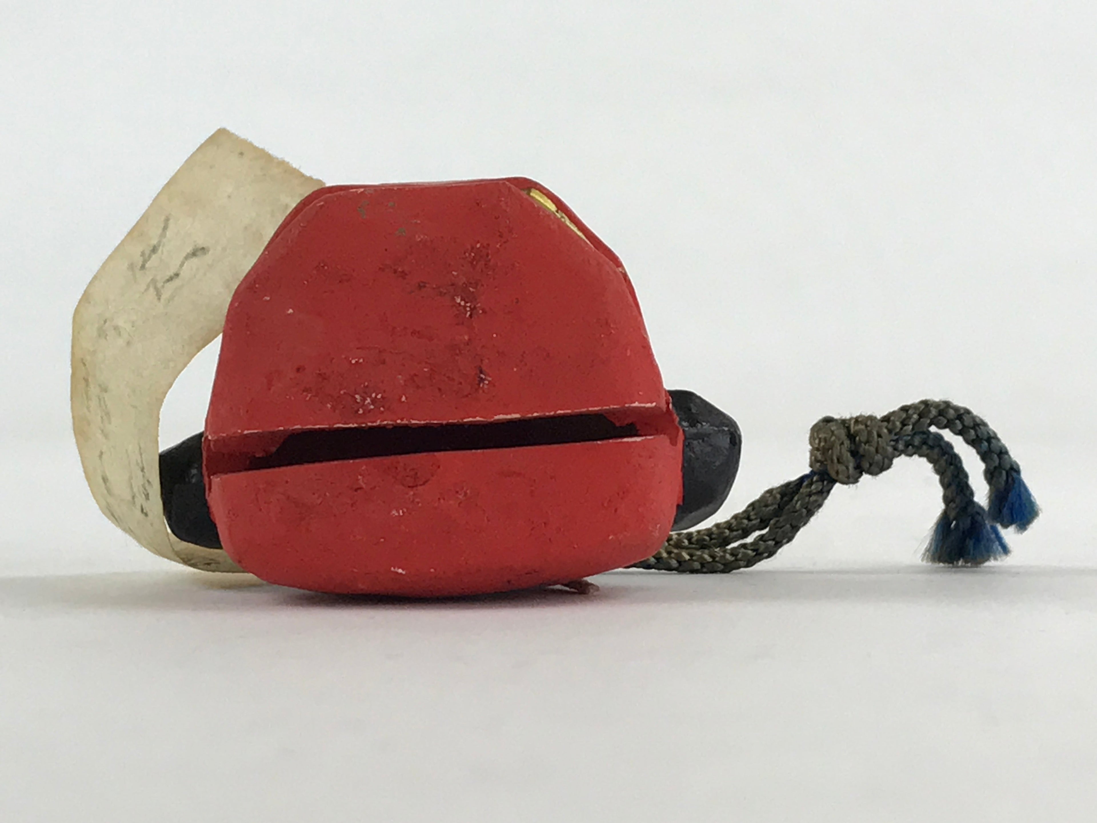 Japanese Clay Bell Dorei Tsuchi-Suzu Shishimai Lion Vtg Red Amulet DR479