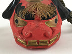 Japanese Clay Bell Dorei Tsuchi-Suzu Shishimai Lion Vtg Red Amulet DR479