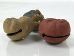 Japanese Clay Bell Dorei Vtg Tsuchi-Suzu 3 Wise Monkeys Face Round DR599