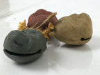 Japanese Clay Bell Dorei Vtg Tsuchi-Suzu 3 Wise Monkeys Face Round DR599