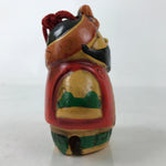 Japanese Clay Bell Dorei Vtg Tsuchi-Suzu Ainu Man Brown Red Green Beard DR542