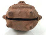 Japanese Clay Bell Dorei Vtg Tsuchi-Suzu Amulet Dogu Head Jomon Brown DR559