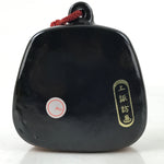 Japanese Clay Bell Dorei Vtg Tsuchi-Suzu Amulet Girl Face Black Flower DR555