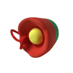 Japanese Clay Bell Dorei Vtg Tsuchi-Suzu Amulet Red Flower Camellia Yellow DR547