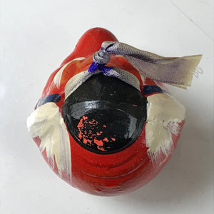 Japanese Clay Bell Dorei Vtg Tsuchi-Suzu Amulet Red Tengu Legendary DR551