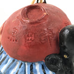 Japanese Clay Bell Dorei Vtg Tsuchi-Suzu Amulet Samurai Sake Folk Song DR553