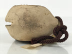 Japanese Clay Bell Dorei Vtg Tsuchi-Suzu Beige Brown Family Crest Castle DR655