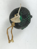 Japanese Clay Bell Dorei Vtg Tsuchi-Suzu Buddha Face Buddhist Black Green DR586