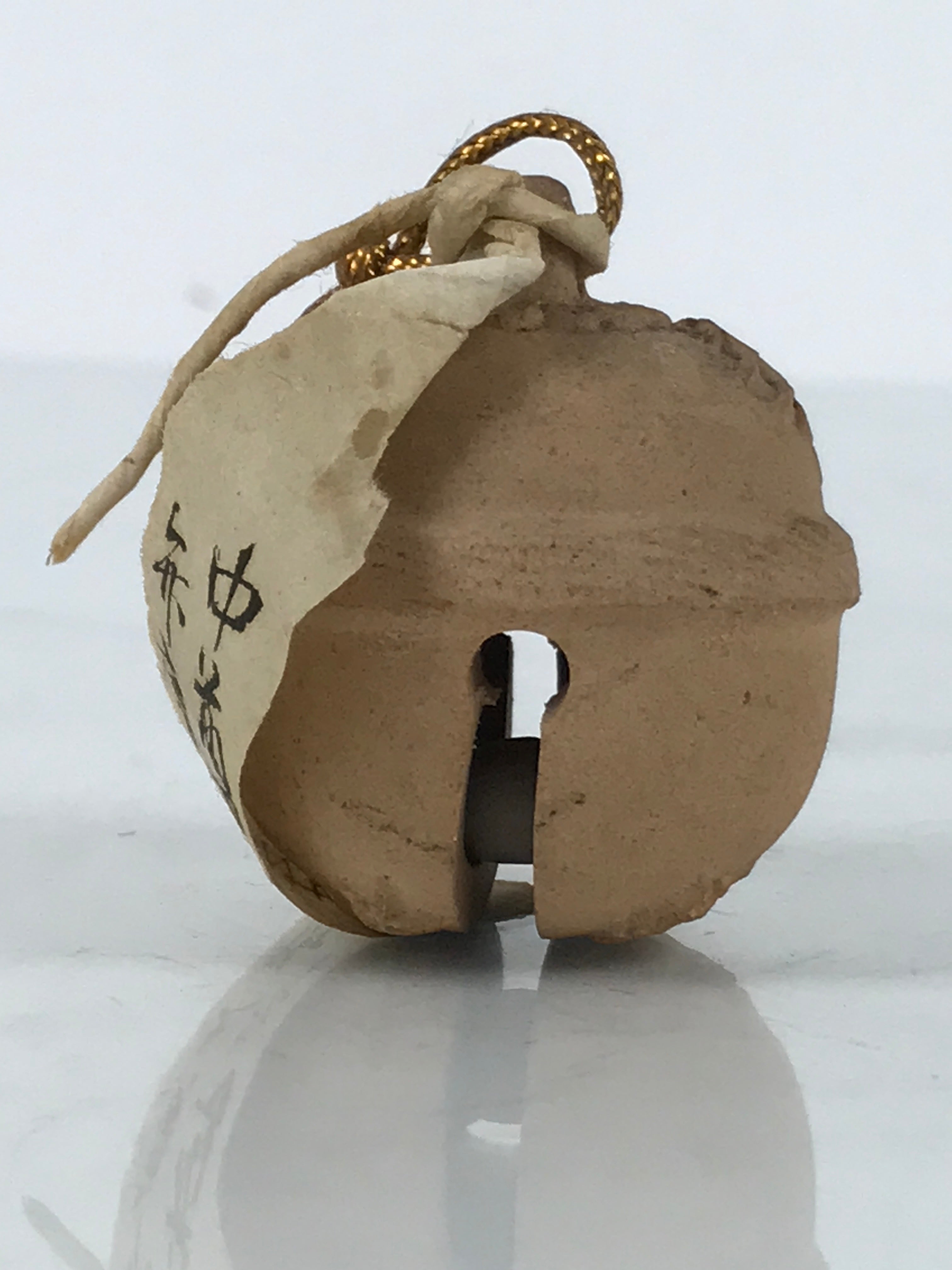 Japanese Clay Bell Dorei Vtg Tsuchi-Suzu Classic Amulet Chusonji Temple DR653