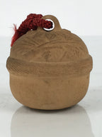 Japanese Clay Bell Dorei Vtg Tsuchi-Suzu Classic Atsuta Shrine Round Beige DR654