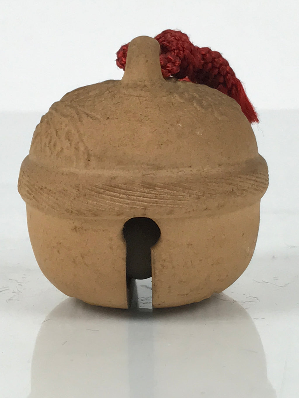 Japanese Clay Bell Dorei Vtg Tsuchi-Suzu Classic Atsuta Shrine Round Beige DR654