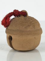 Japanese Clay Bell Dorei Vtg Tsuchi-Suzu Classic Atsuta Shrine Round Beige DR654
