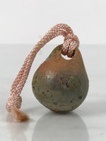 Japanese Clay Bell Dorei Vtg Tsuchi-Suzu Classic Shape Glazed Pink String DR620