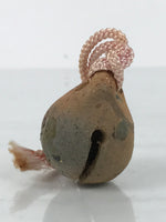 Japanese Clay Bell Dorei Vtg Tsuchi-Suzu Classic Shape Glazed Pink String DR620