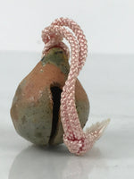 Japanese Clay Bell Dorei Vtg Tsuchi-Suzu Classic Shape Glazed Pink String DR620