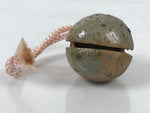 Japanese Clay Bell Dorei Vtg Tsuchi-Suzu Classic Shape Glazed Pink String DR620
