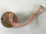 Japanese Clay Bell Dorei Vtg Tsuchi-Suzu Classic Shape Glazed Pink String DR620