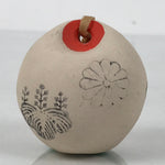Japanese Clay Bell Dorei Vtg Tsuchi-Suzu Classic White Paulownia Kiri Kiku DR618