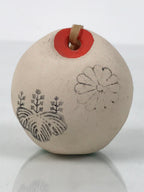 Japanese Clay Bell Dorei Vtg Tsuchi-Suzu Classic White Paulownia Kiri Kiku DR618