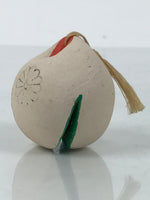 Japanese Clay Bell Dorei Vtg Tsuchi-Suzu Classic White Paulownia Kiri Kiku DR618