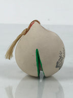 Japanese Clay Bell Dorei Vtg Tsuchi-Suzu Classic White Paulownia Kiri Kiku DR618